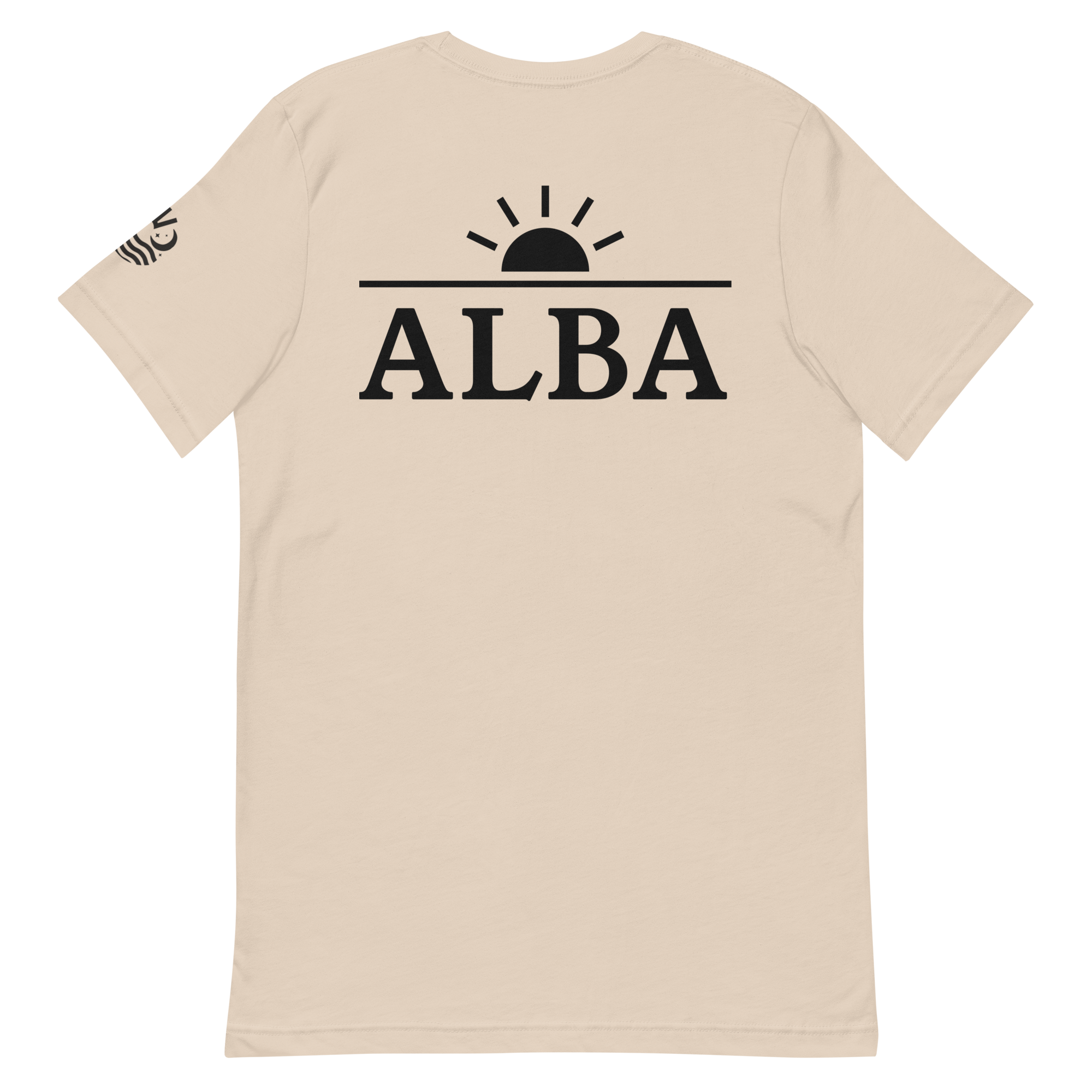 Alba tee, soft cream, back print flat lay
