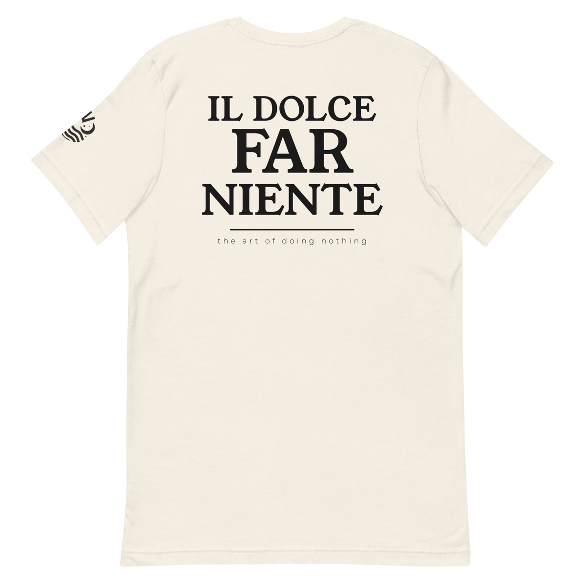 Il Dolce Far Niente tee, vintage white, back print flat lay