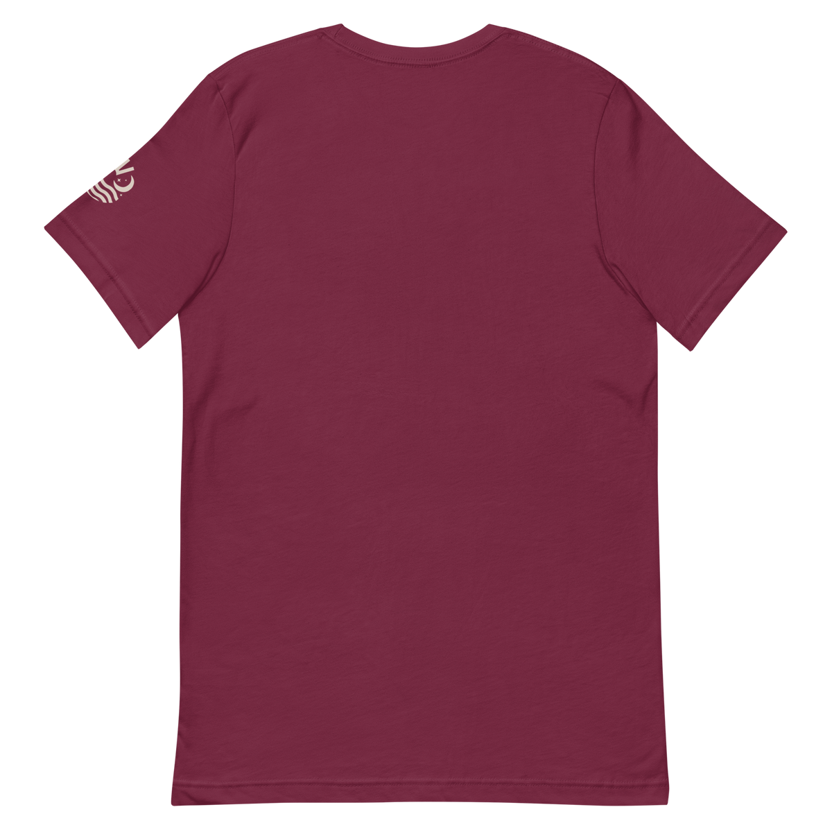 Mangia Mangia tee, maroon, back flat lay