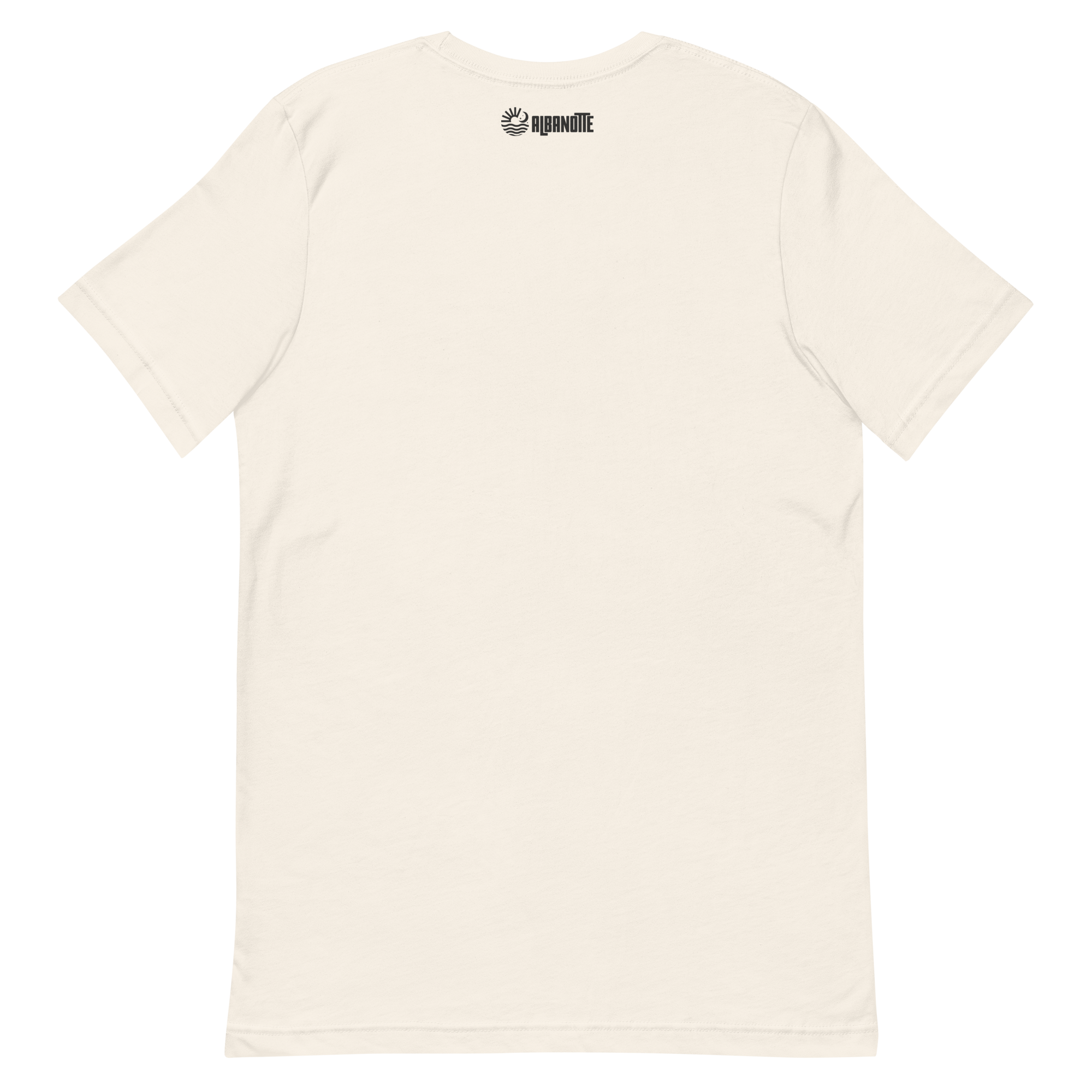 Not Yelling Just Italian tee, vintage white, back flat lay