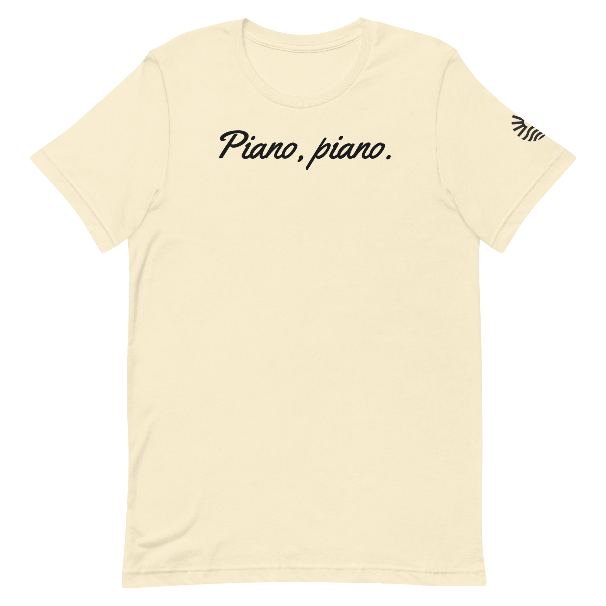 Piano Piano tee, natural, front print flat lay
