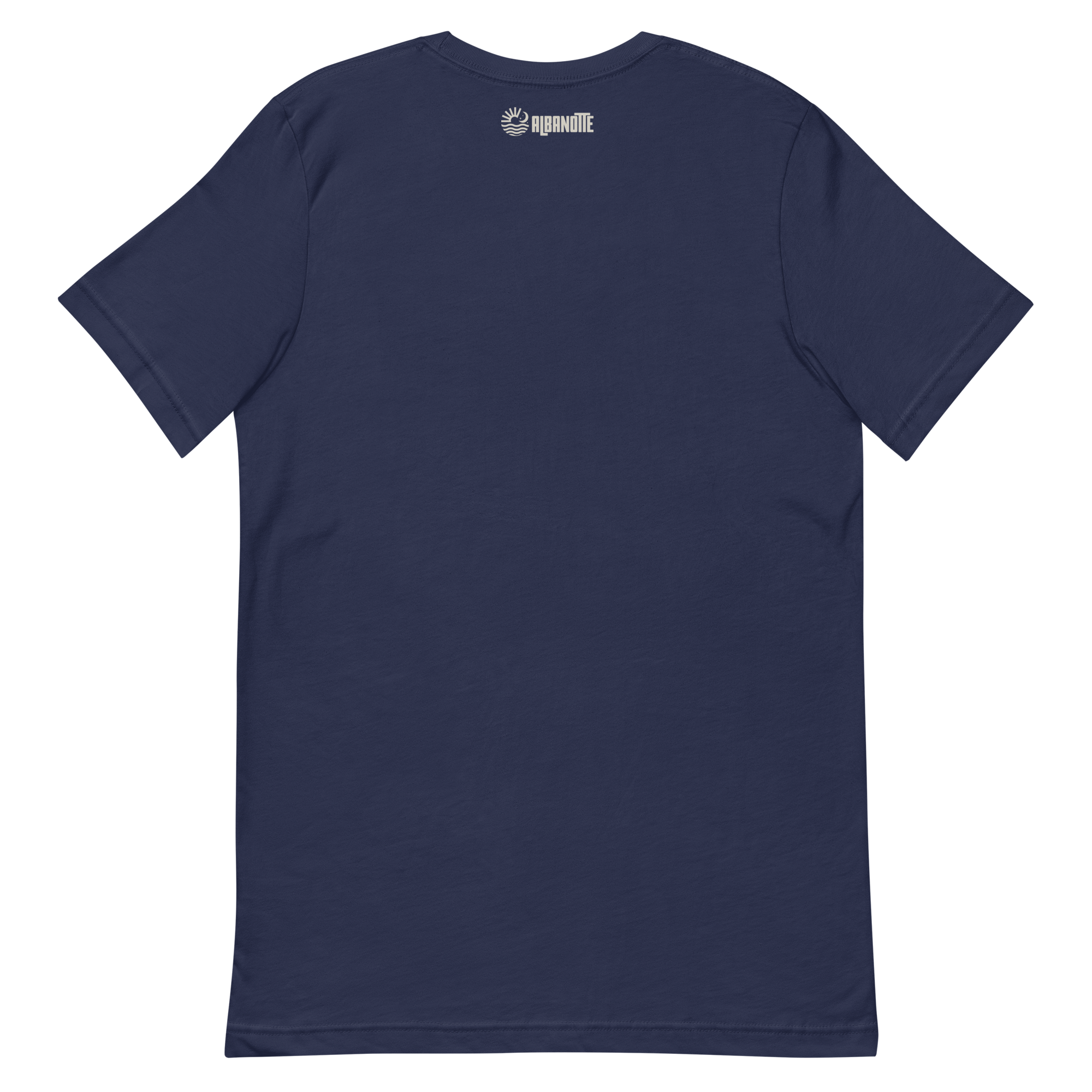 Tramonto tee, navy, back flat lay