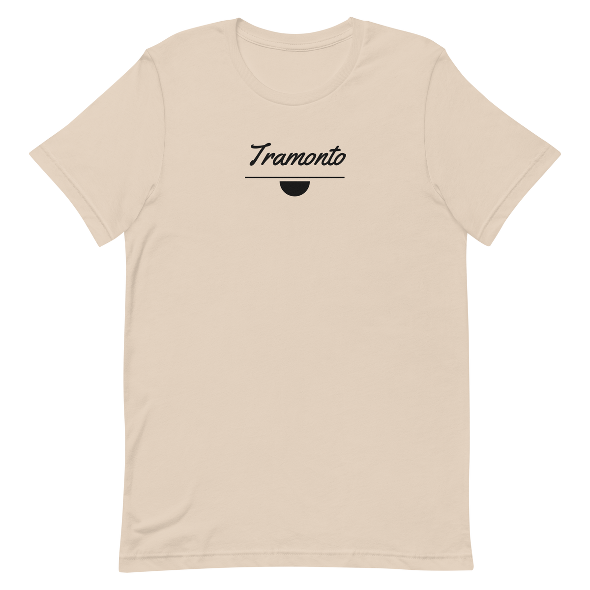 Tramonto tee, soft cream, front print flat lay