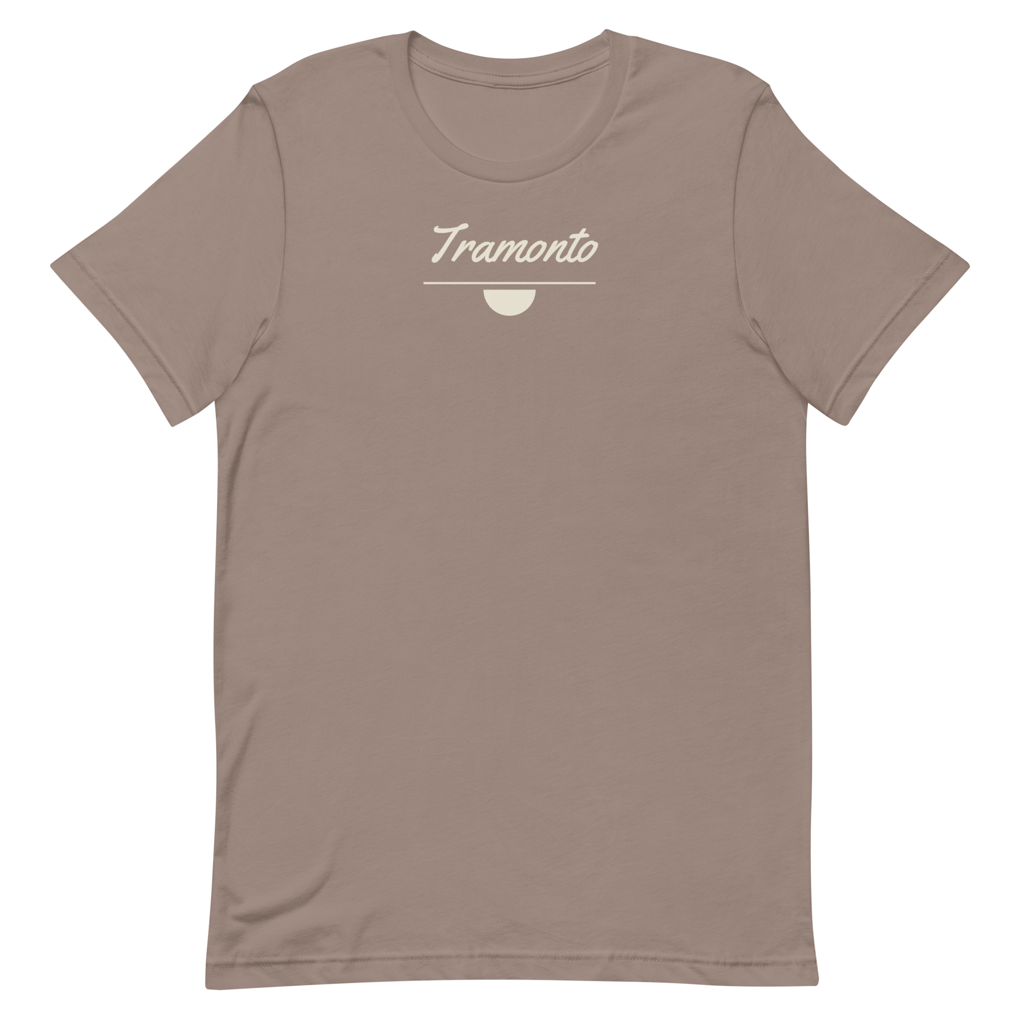 Tramonto tee, pebble, front print flat lay