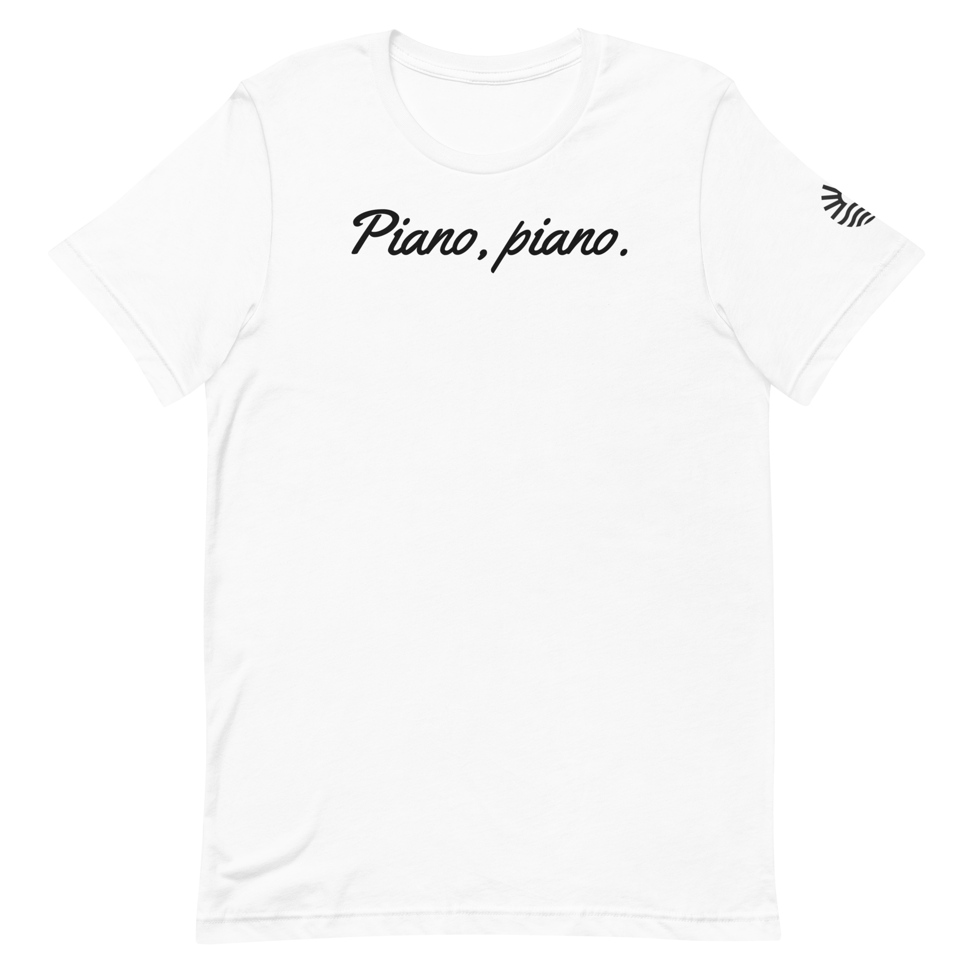 Piano Piano tee, white, front print flat lay