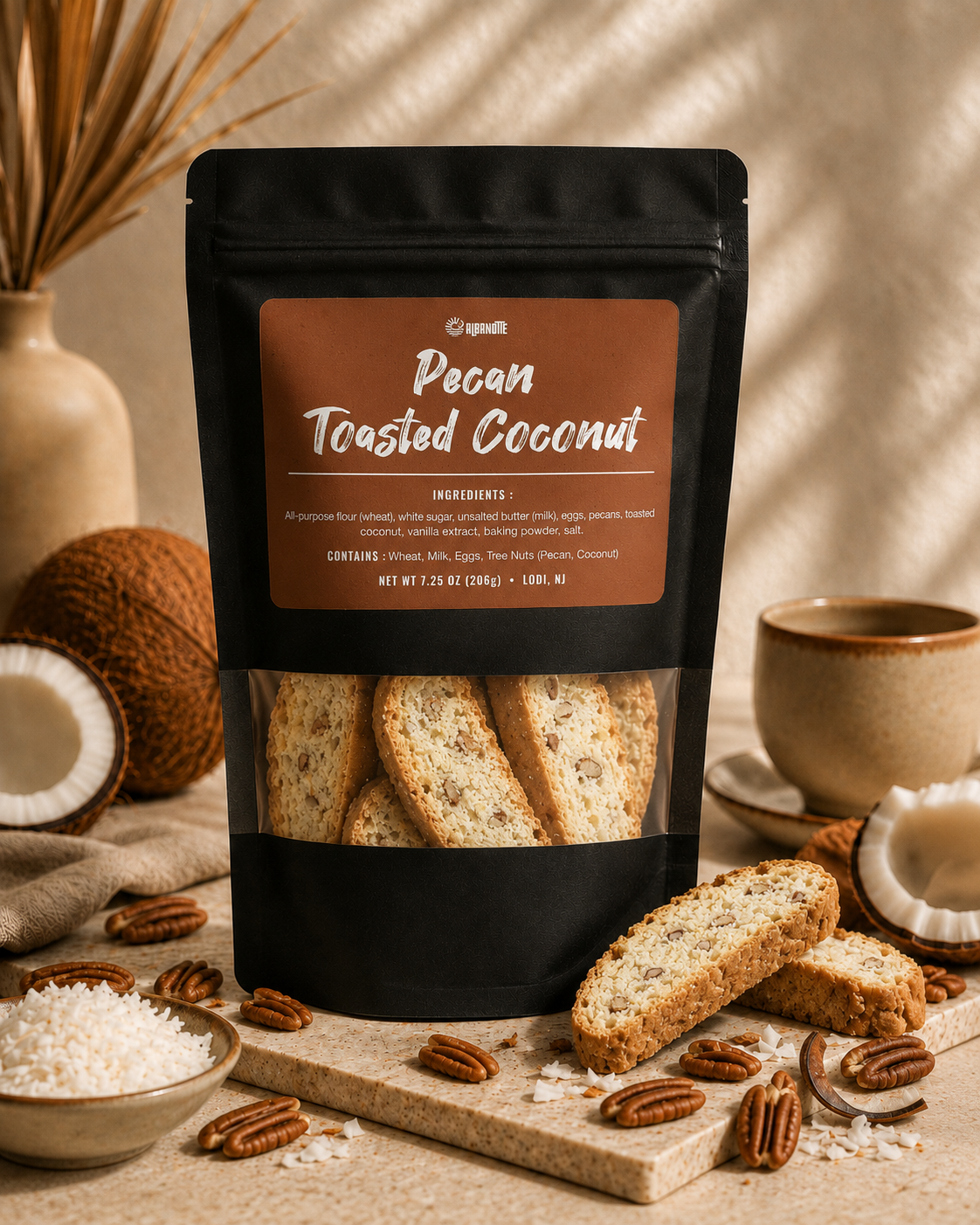 Pecan Toasted Coconut Biscotti