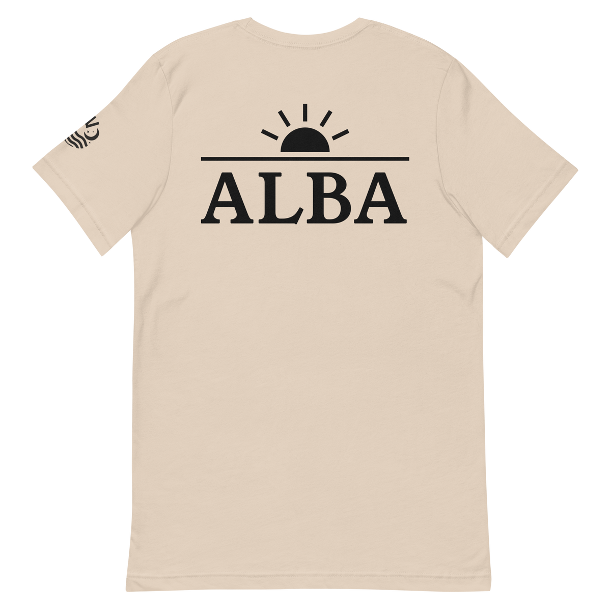 Alba tee, soft cream, back print flat lay