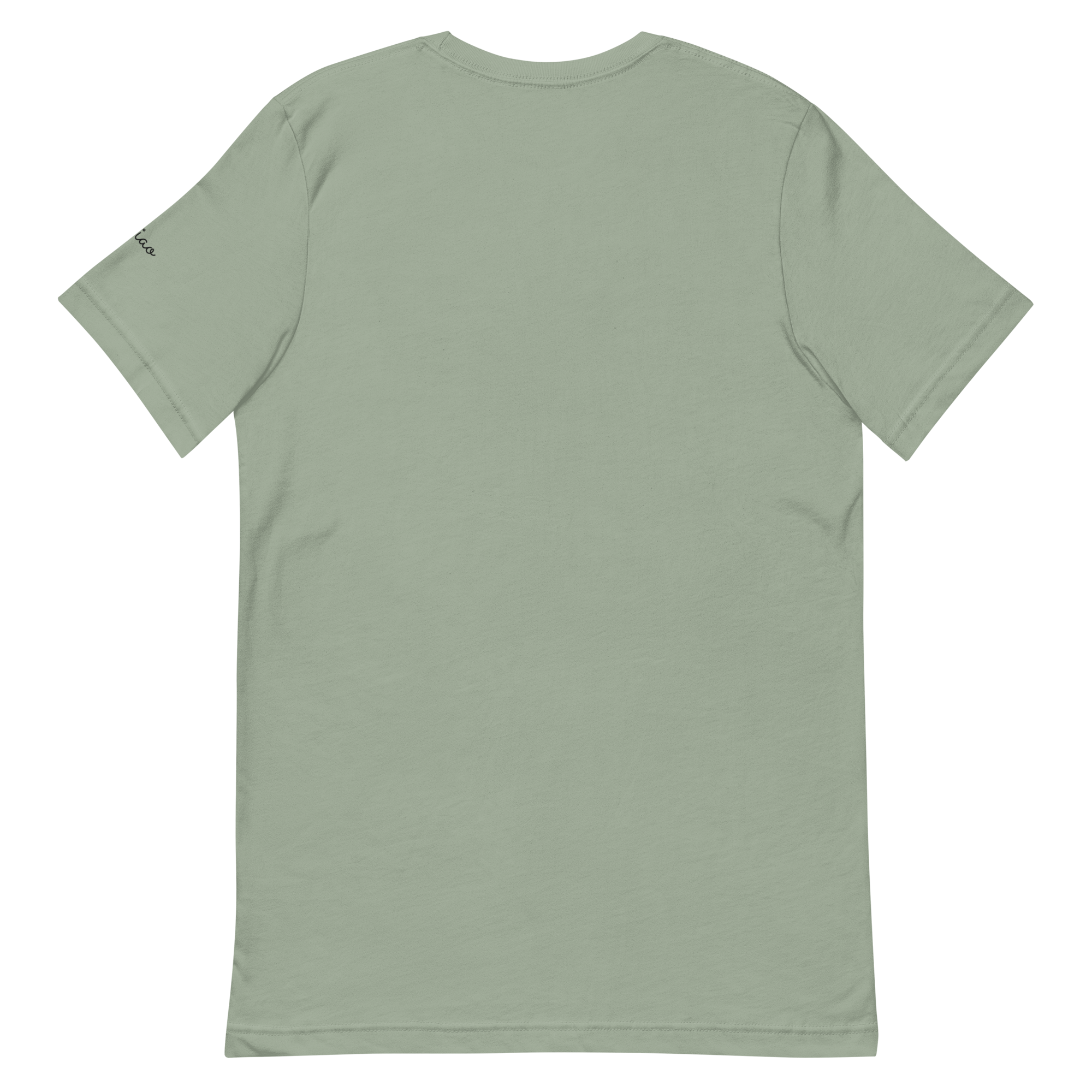Ciao tee, sage, back flat lay