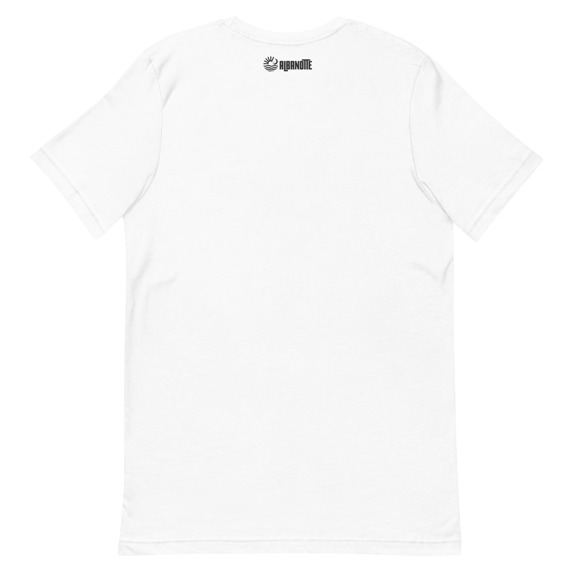 Not Yelling Just Italian tee, white, back flat lay
