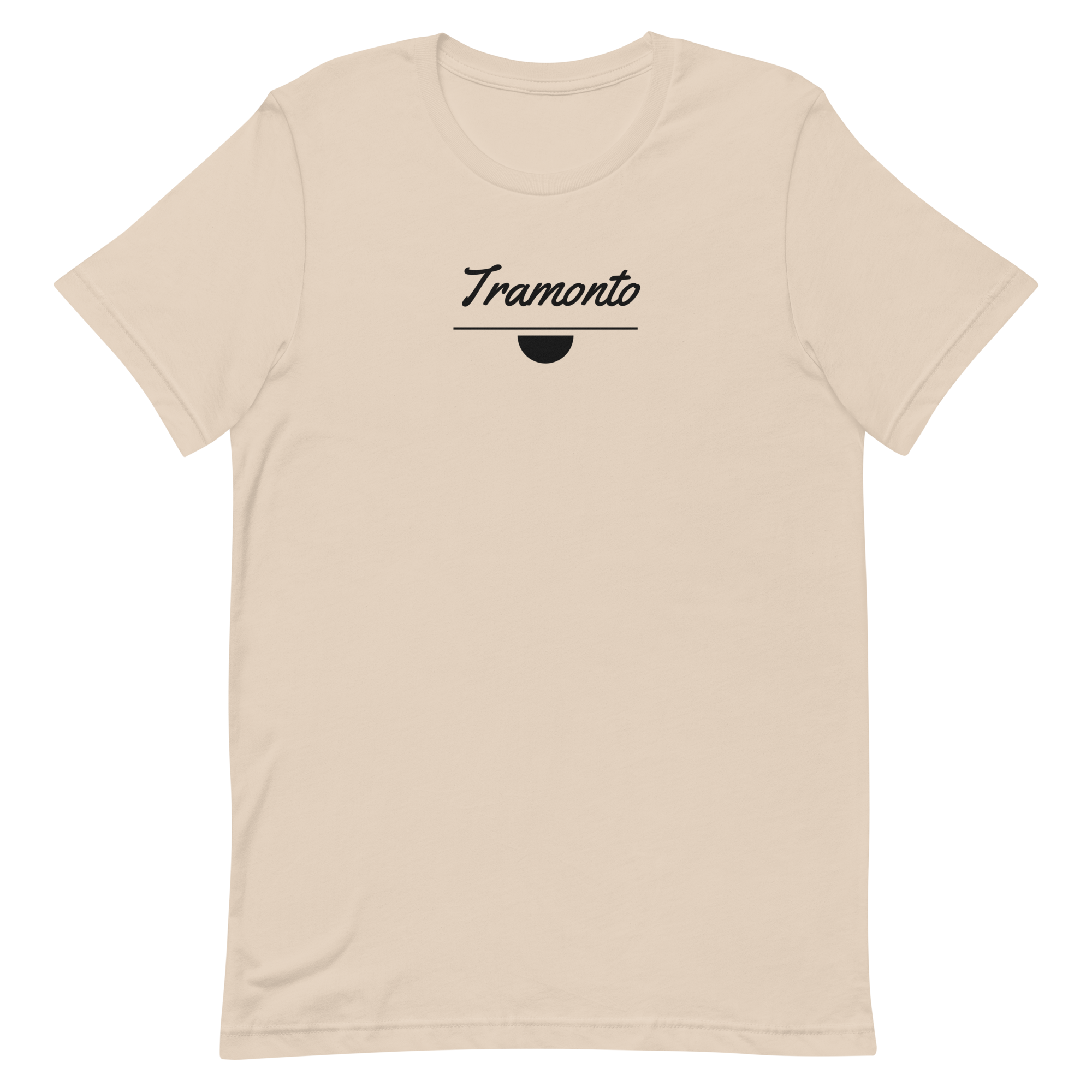 Tramonto tee, soft cream, front print flat lay